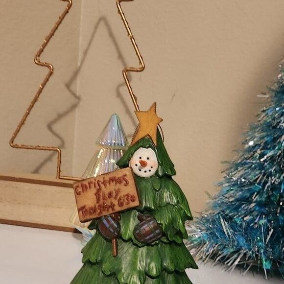 Deb Strain snowman tree Christmas play tonight at 6:30 cute large ornament 1999 - Picture 2 of 11